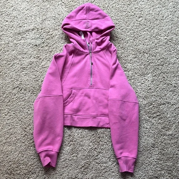 lululemon athletica Tops Pink Blossom Hoodie Scuba Half Zip